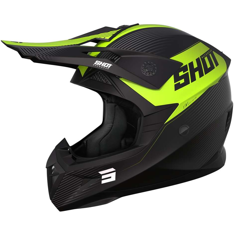 Moto Cross Enduro Helmet Shot PULSE LINE Neon Yellow Matt