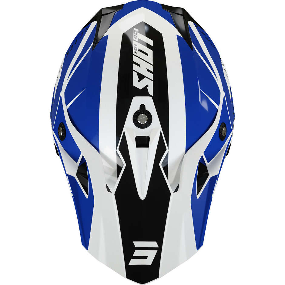 Moto Cross Enduro Helmet Shot PULSE REVENGE White Blue Glossy Black