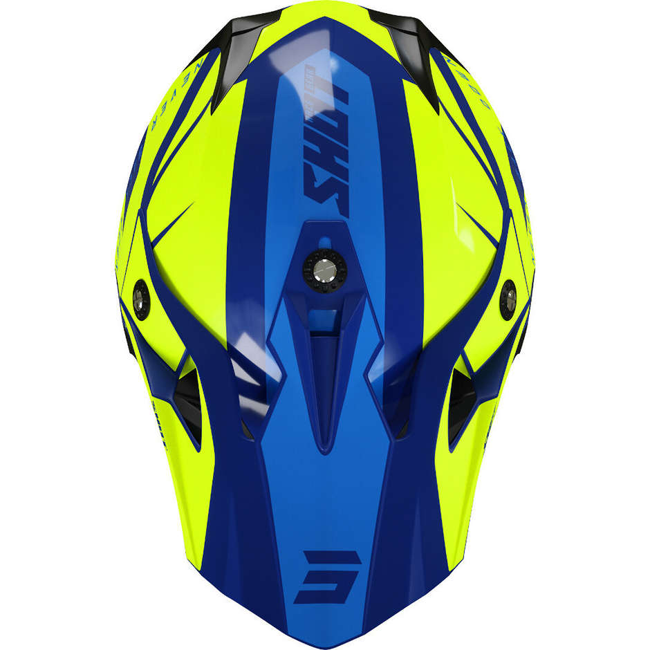Moto Cross Enduro Helmet Shot PULSE REVENGE Yellow Neon Blue Glossy