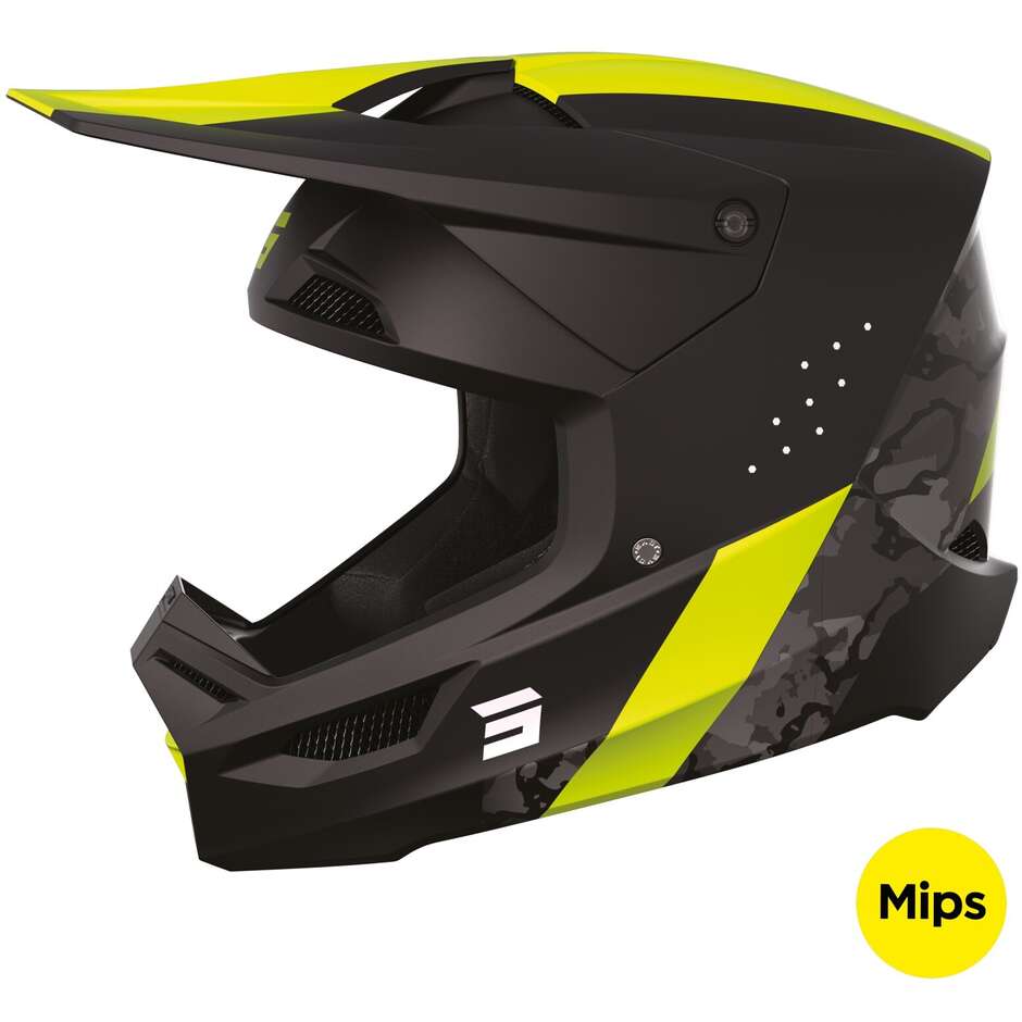 Moto Cross Enduro Helmet Shot RACE Camo Neon Yellow Matt