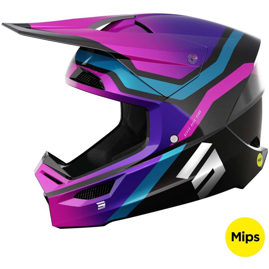 Moto Cross Enduro Helmet Shot RACE SKY PURPLE Chrome