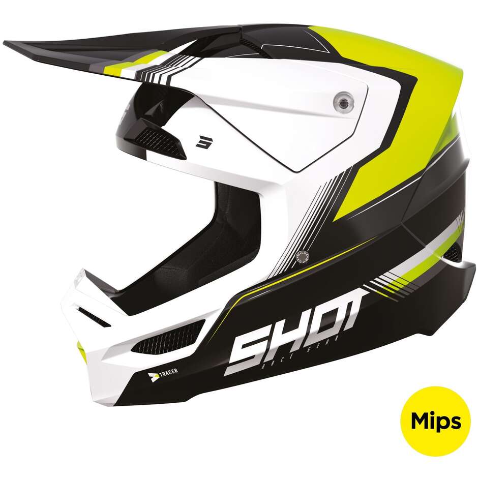 Moto Cross Enduro Helmet Shot RACE TRACER Neon Yellow Glossy