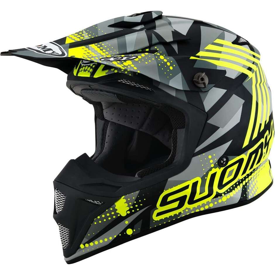 Moto Cross Enduro Helmet Suomy MX SPEED PRO SERGEANT Matt Gray Yellow Fluo