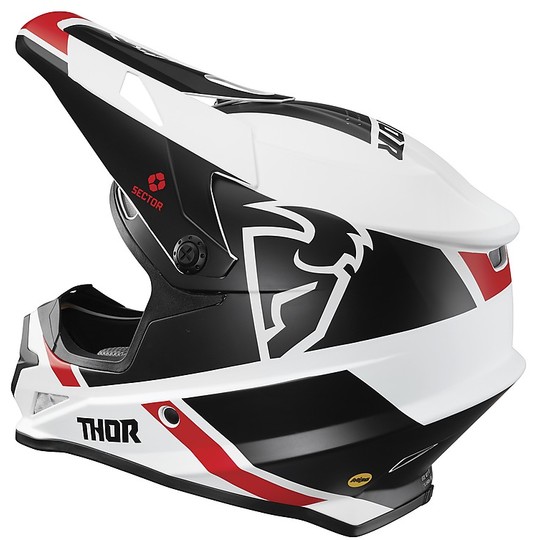 Moto Cross Enduro Helmet Thor Sector MIPS S20 Split Black White
