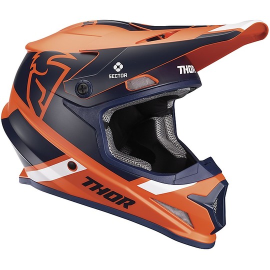 Moto Cross Enduro Helmet Thor Sector MIPS S20 Split Navy Blue Orange
