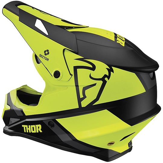 Moto Cross Enduro Helmet Thor Sector MIPS S20 Split Yellow Fluo Black