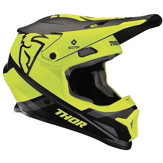 Moto Cross Enduro Helmet Thor Sector MIPS S20 Split Yellow Fluo Black