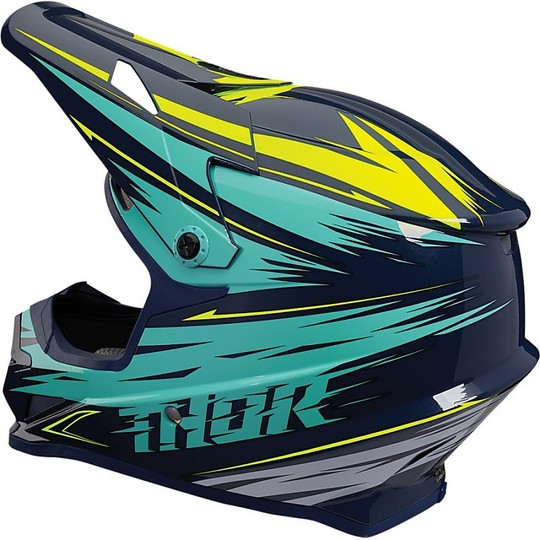 Moto Cross Enduro Helmet Thor Sector Warp S20 Navy Blue Light Blue