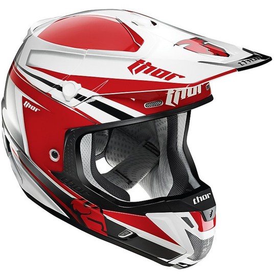 Moto Cross Enduro Helmet Thor Verge Flex Helmet White Red 2015