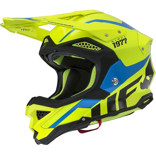 Moto Cross Enduro Helmet Ufo Diamond Yellow Blue Neon