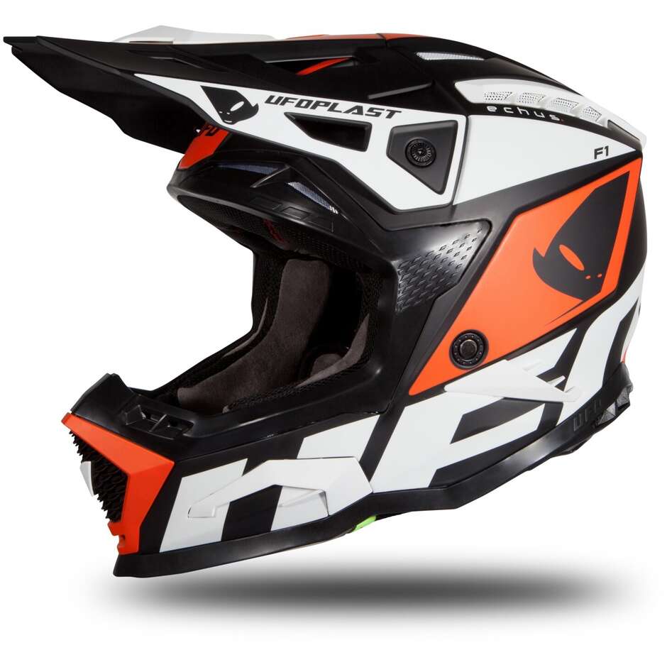 Moto Cross Enduro Helmet Ufo ECHUS Black Orange White Matt