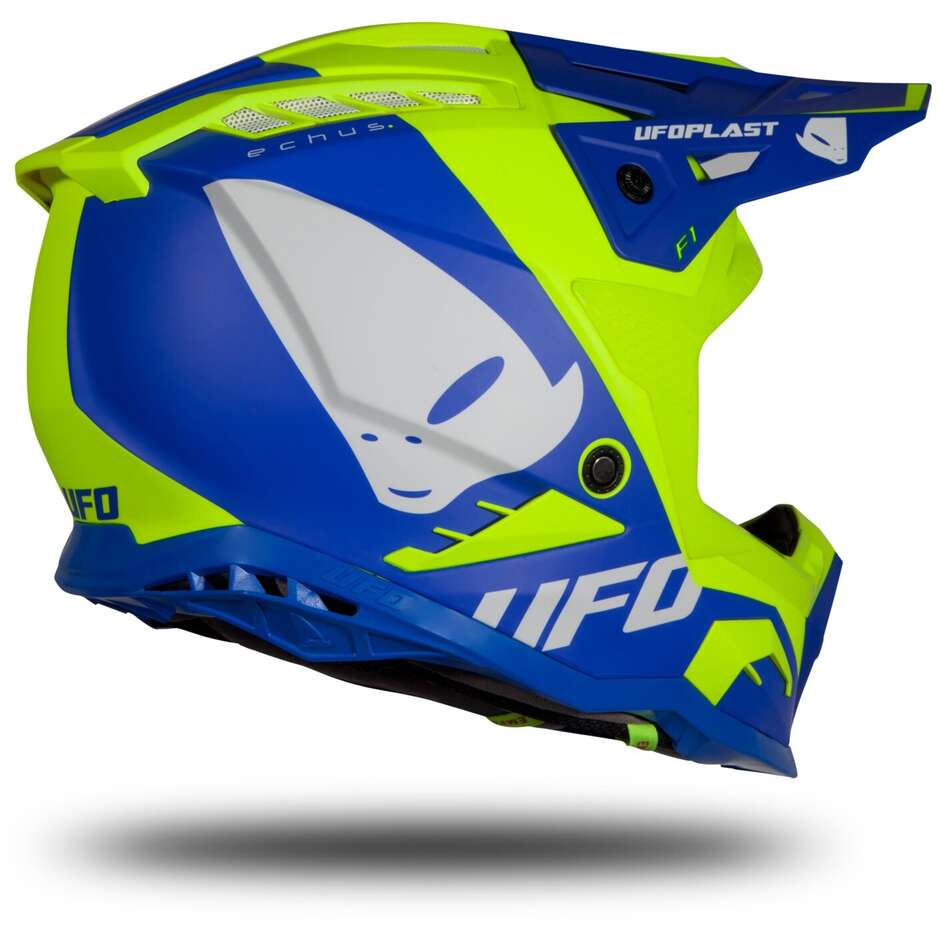Moto Cross Enduro Helmet Ufo ECHUS Blue Fluo Yellow Matt
