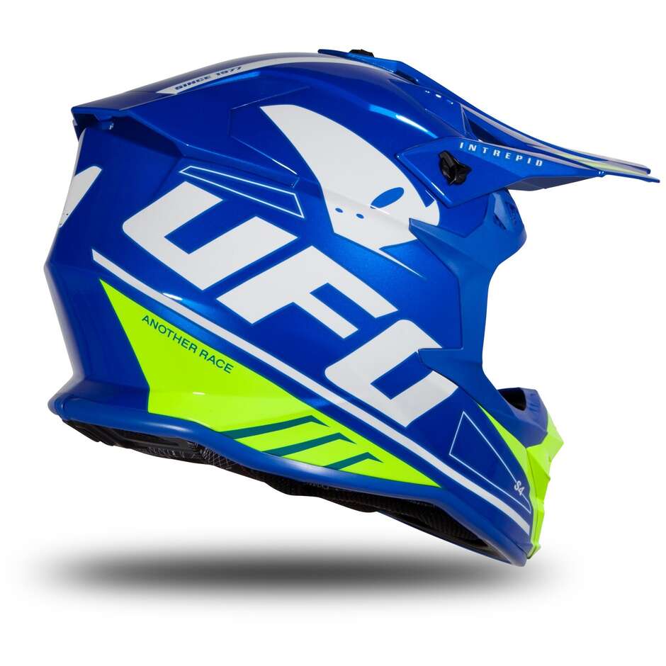 Moto Cross Enduro Helmet Ufo INTREPID Blue Yellow Fluo