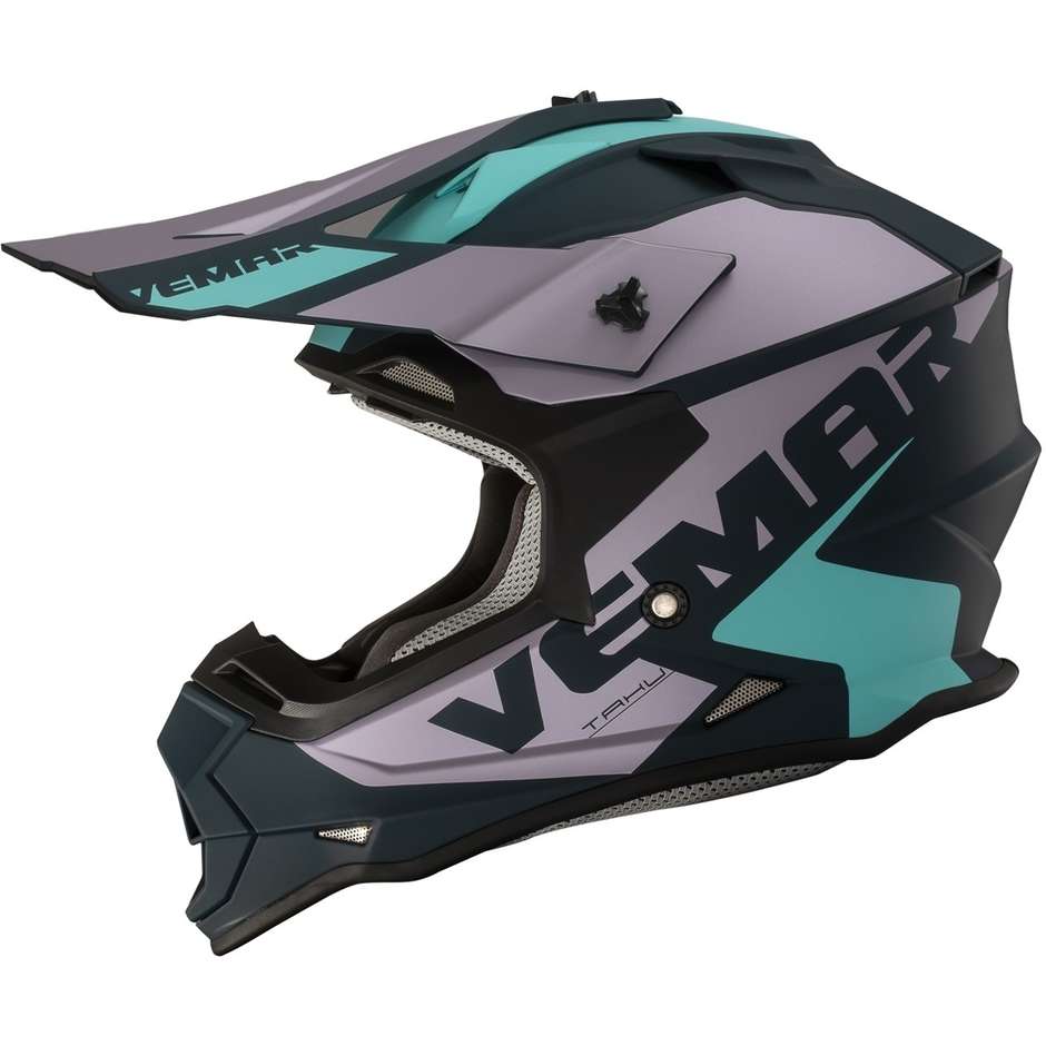 Moto Cross Enduro Helmet Vemar VH Taku Blade Black Blue Opaque