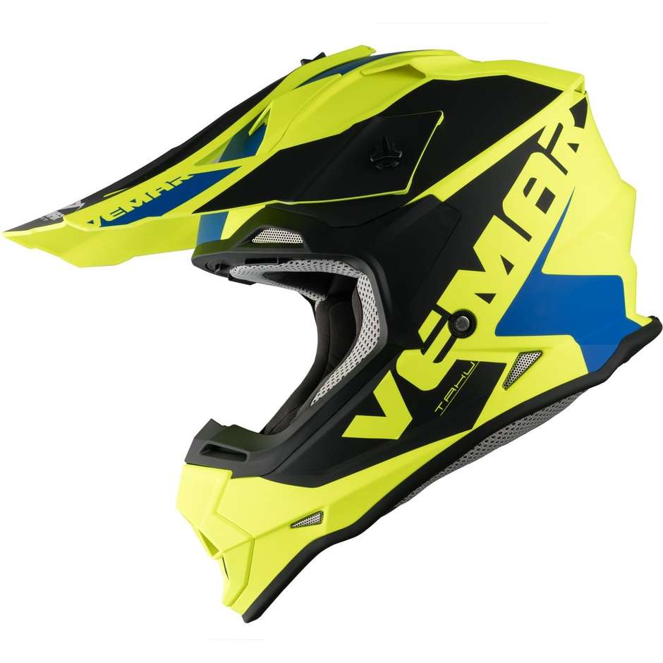 Moto Cross Enduro Helmet Vemar VH Taku Blade Yellow Fluo Black