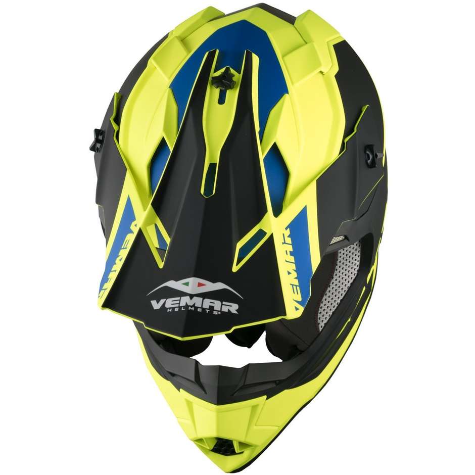 Moto Cross Enduro Helmet Vemar VH Taku Blade Yellow Fluo Black