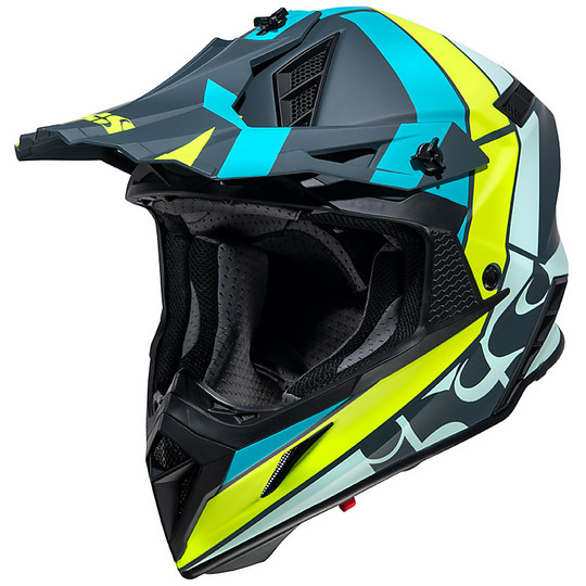 Moto Cross Enduro Ixs 189 2.0 Blue Matte Fiber Helmet