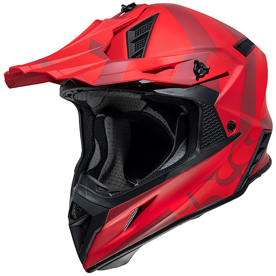 Moto Cross Enduro Ixs 189 2.0 Matte Red Fiberglass Helmet