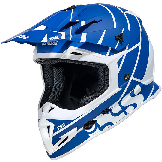 Moto Cross Enduro Ixs 361 2.2 Blauer Helm in Mattweiß