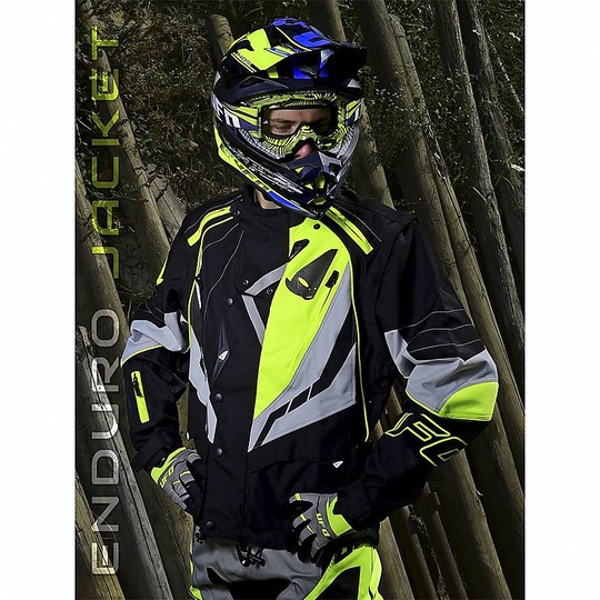 Moto Cross Enduro Jacke UFO Jacke mit abnehmbaren Ärmeln Grau Gelb