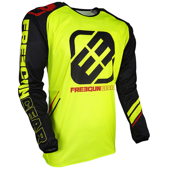 Moto Cross Enduro jersey Freegun DEVO COLLEGE Yellow Fluo