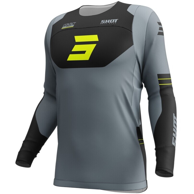 Moto Cross Enduro Jersey Shot CONTACT SHIELD Grey Yellow Fluo