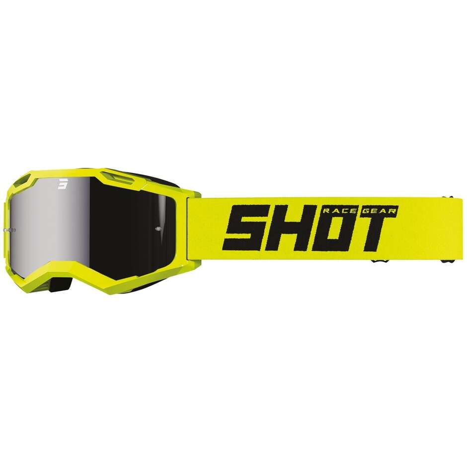 Moto Cross Enduro Mask Shot ASSAULT 2.0 SOLID Iridium Fluo Yellow