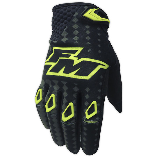 Moto Cross Enduro Moto Racing Gloves FM HERO 2 X25 Black Yellow Fluo