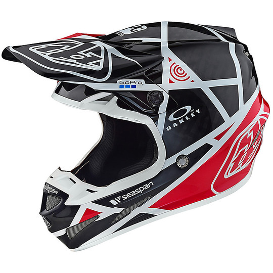 Moto Cross Enduro Motorcycle Helmet Troy Lee Designs SE4 METRIC Carbon Black Red