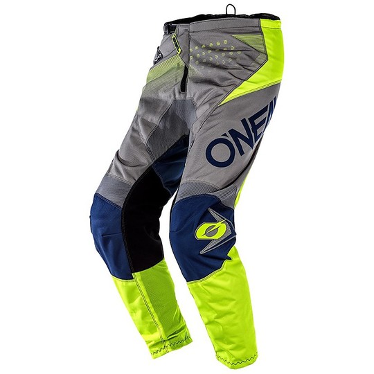 Moto Cross Enduro O'neal Element Hose Factor Pants Grau Blau Gelb