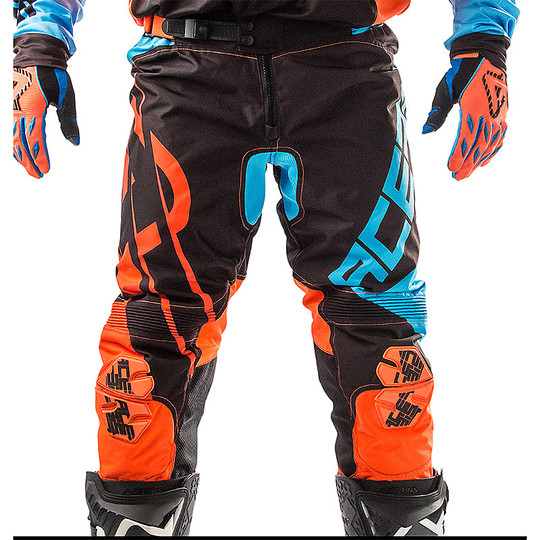 Moto Cross Enduro pants Acerbis X-Gear Blue Orange Fluo