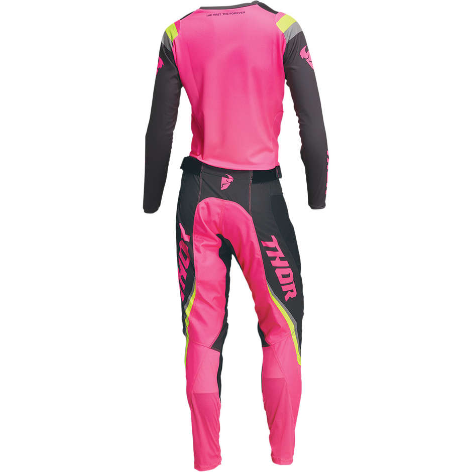Moto Cross Enduro Pants Thor PULSE REV Carbon Fluo Pink Woman
