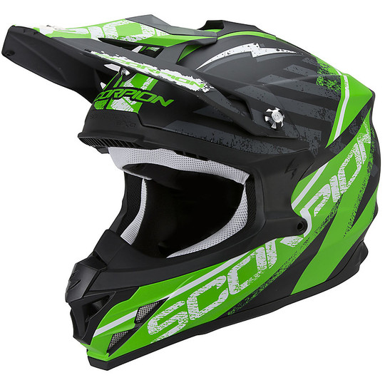 Moto Cross Enduro Scorpion Helmet VX-15 EVO Air Gamma Black Green