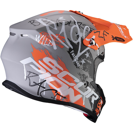 Moto Cross Enduro Scorpion VX-16 Air Helmet ORATIO Gray Opaque Orange
