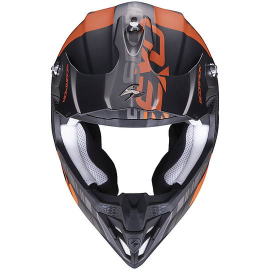 Moto Cross Enduro Scorpion VX-16 Luft MACH Helm Mattschwarz Orange