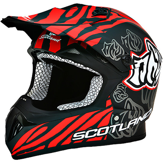 Moto Cross Enduro Scotland Black Red Helmet