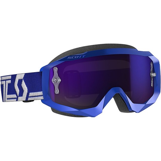 Moto Cross Enduro Scott Hustle X MX Glasses Blue White Purple Chrome Lens