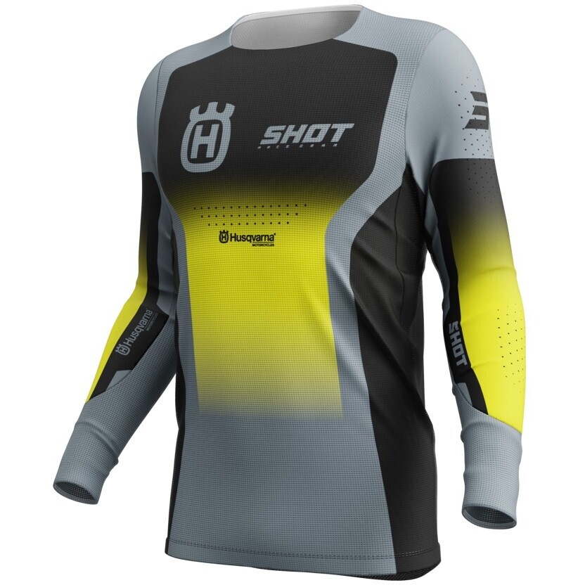 Moto Cross Enduro Shot AEROLITE HVA Schwarz Graues Motorradtrikot