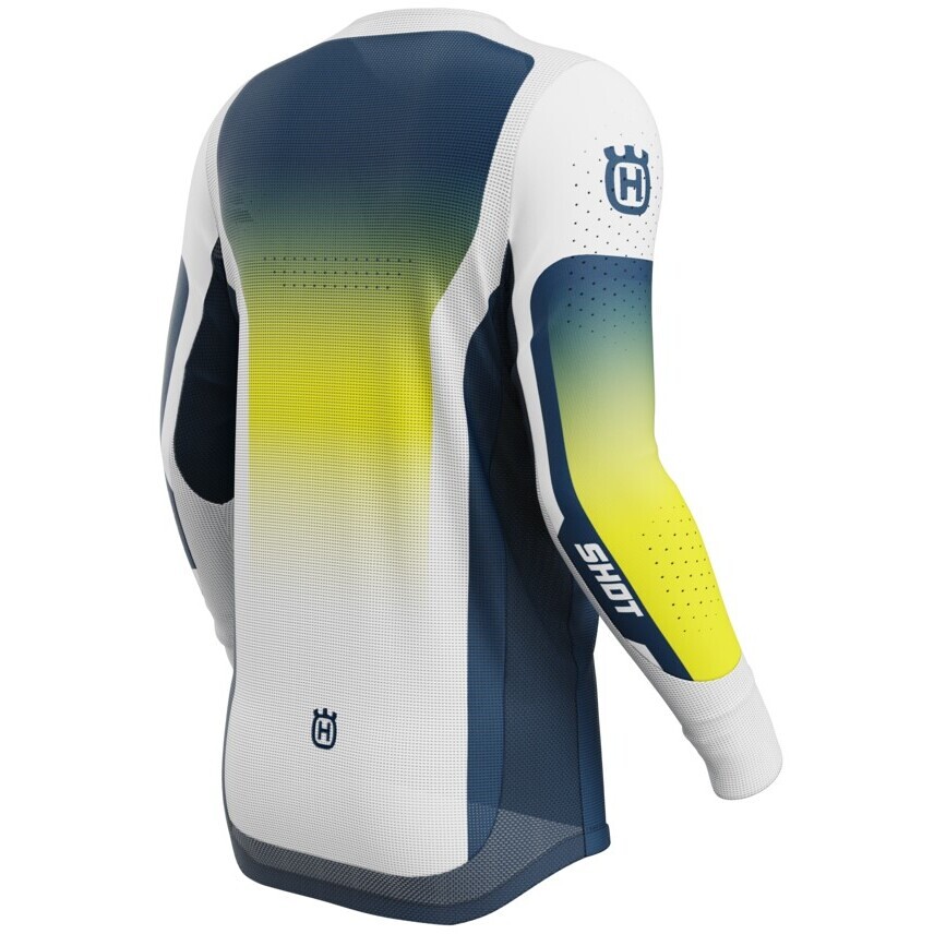 Moto Cross Enduro Shot AEROLITE HVA Trikot Blau Weiß Gelb