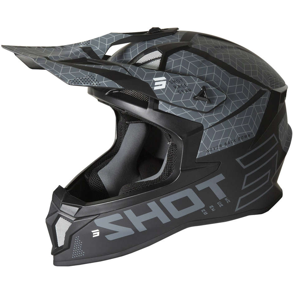 Moto Cross Enduro Shot Lite Core Helm Mattschwarz Grau