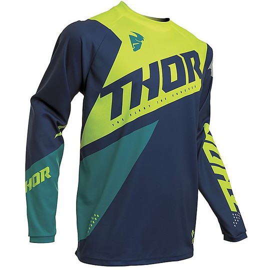 Moto Cross Enduro Thor Jugend Sector S20 S-Shirt Blau Grün