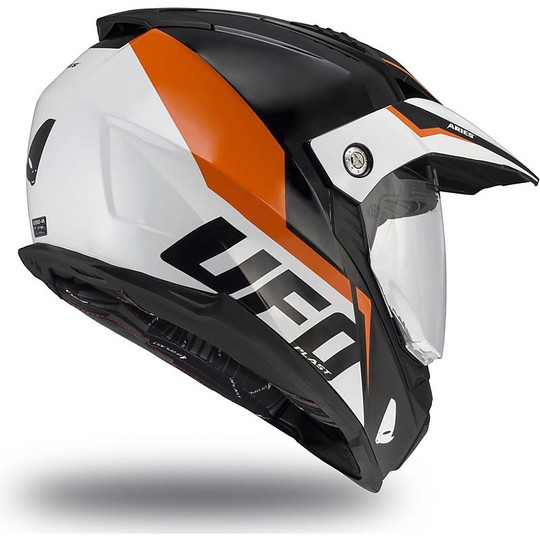 Moto Cross Enduro Ufo Aries Helm Mit Schwarz Rot Weiß Visier