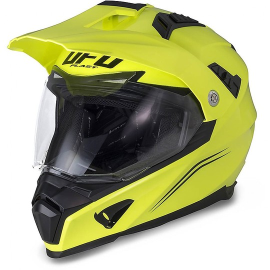Moto Cross Enduro Ufo Aries Helmet With Neon Yellow Visor