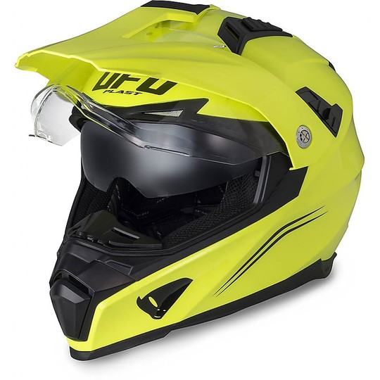 Moto Cross Enduro Ufo Aries Helmet With Neon Yellow Visor