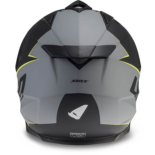 Moto Cross Enduro Ufo Aries Helmet With Visor Black Matte Yellow Neon