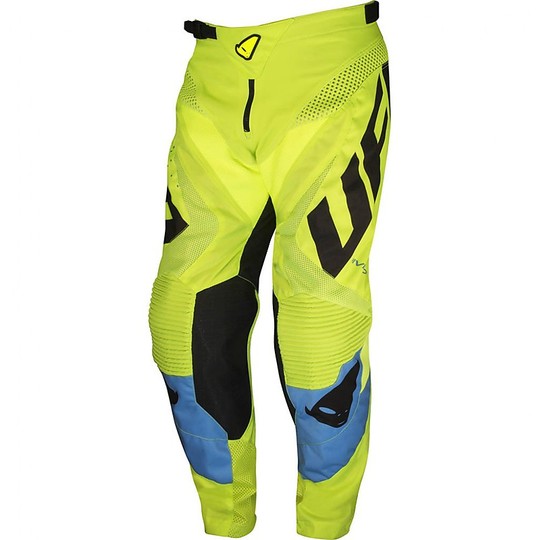 Moto Cross Enduro Ufo Pants Division Light Blue Yellow Neon