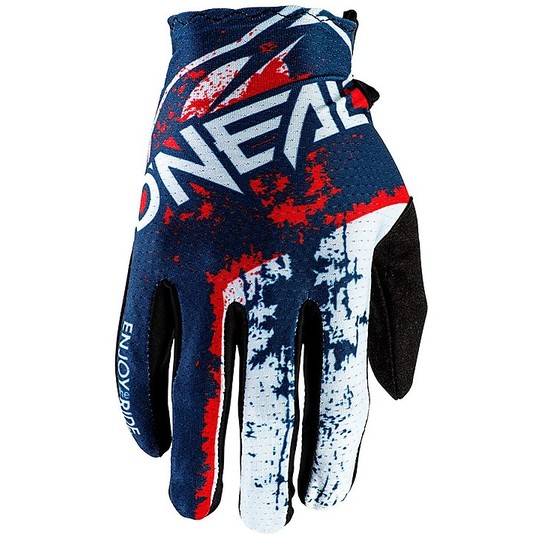 Moto Cross Handschuhe Enduro Oneal Matrix Glove Impact Weiß Blau