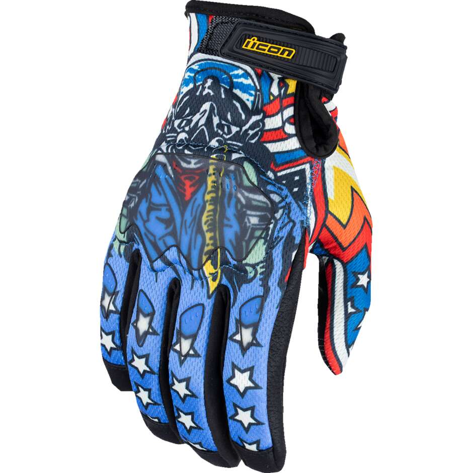 Moto-Cross-Handschuhe ICON HOOLIGAN Flyboy CE Blau