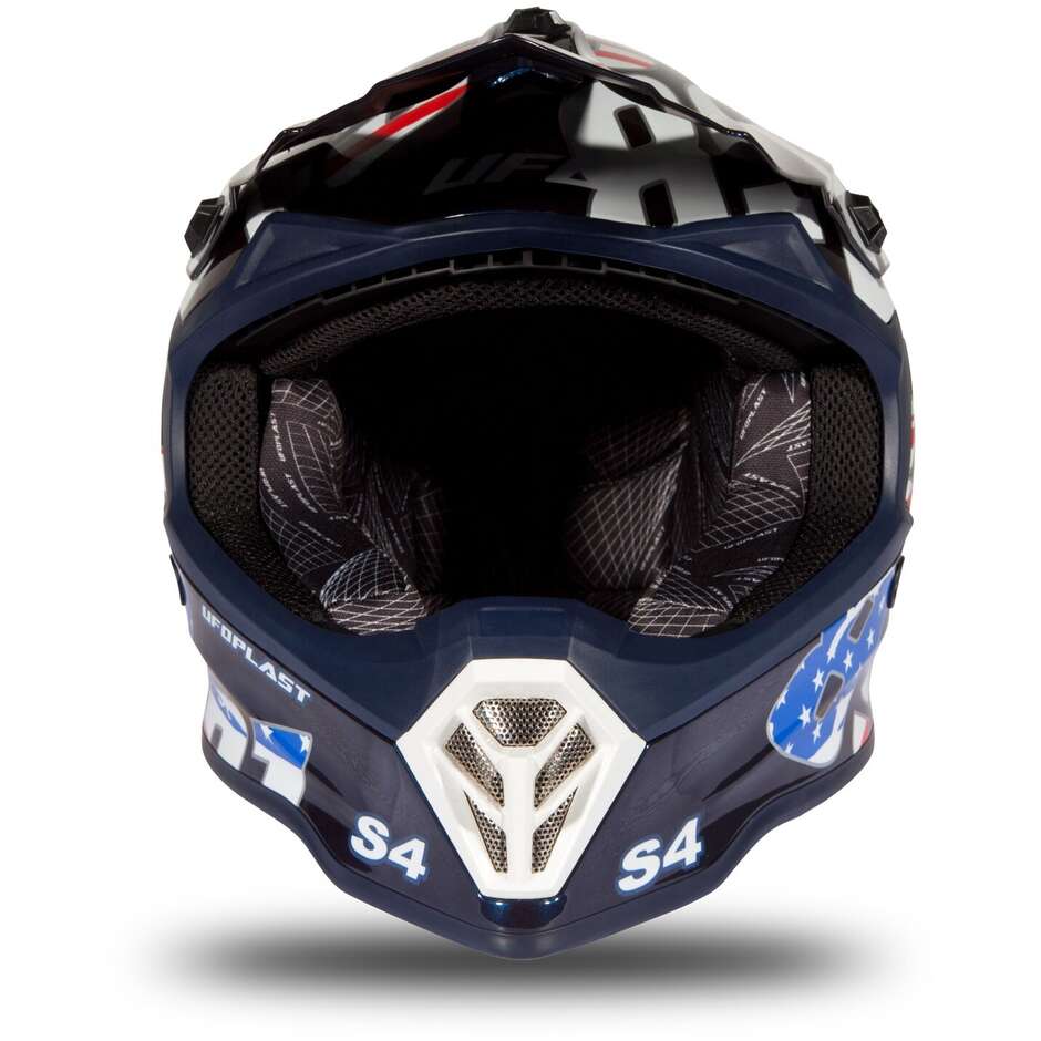 Moto-Cross-Helm für Kinder Ufo glänzend blau