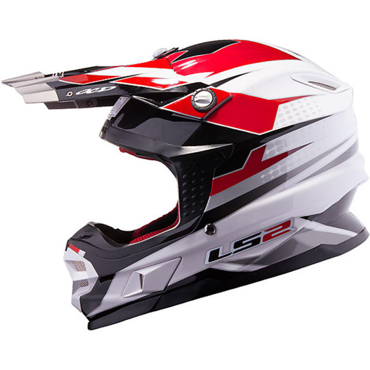Moto Cross Helm LS2 MX456 Fiber Factory-Weiß Rot